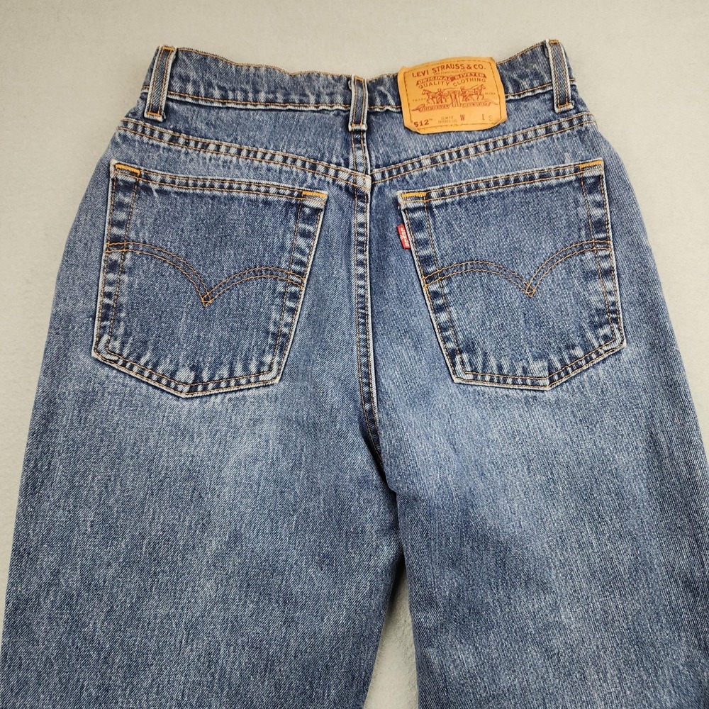 Vintage Levi's 512 Slim Tapered Jeans Juniors 9 Blue High Rise Denim USA 90s - Picture 10 of 12
